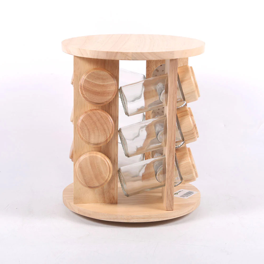 12 Teiliges Gewurzregal - Natürliches Holzdesign