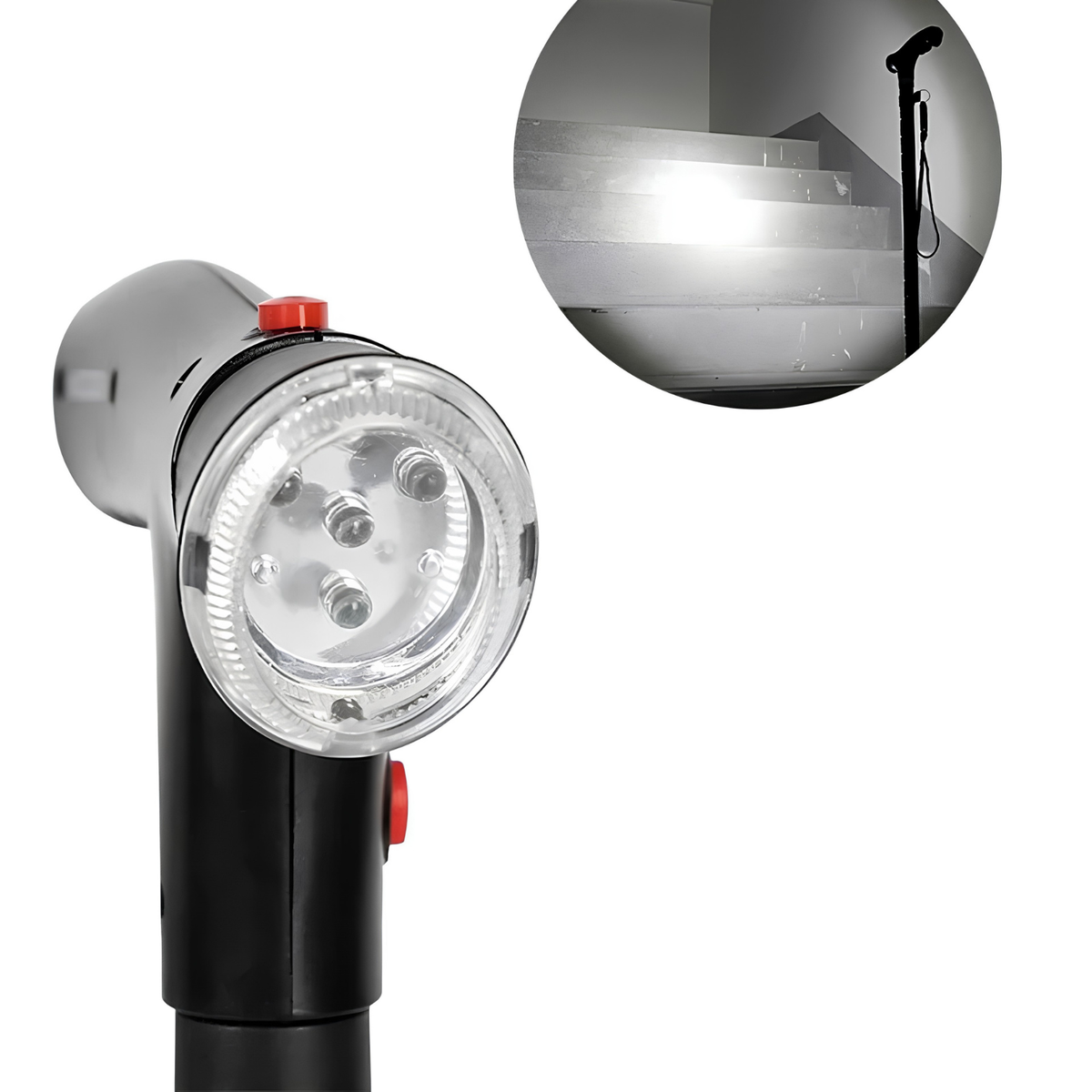 Gripway – Verstellbarer Faltstock mit Doppelgriff und integrierter LED-Beleuchtung