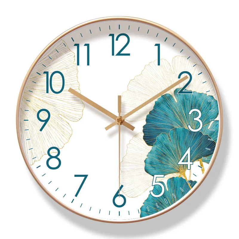 Floranexa – Geräuscharme Wanduhr mit floralem Zifferblatt und Glasabdeckung