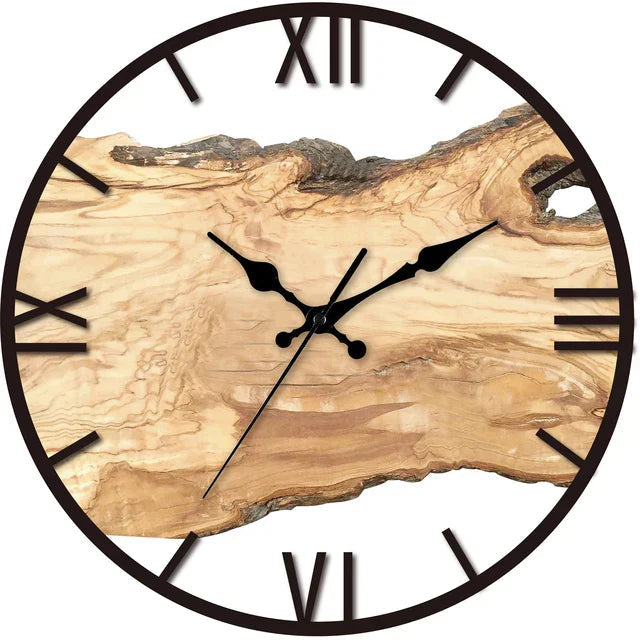 Holzwanduhr Mit Harzdetails - Japanische Eleganz