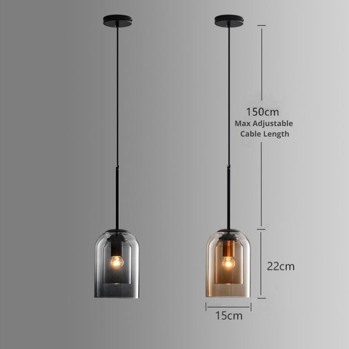 Mica Mid-Century Pendelleuchten mit doppeltem Glas