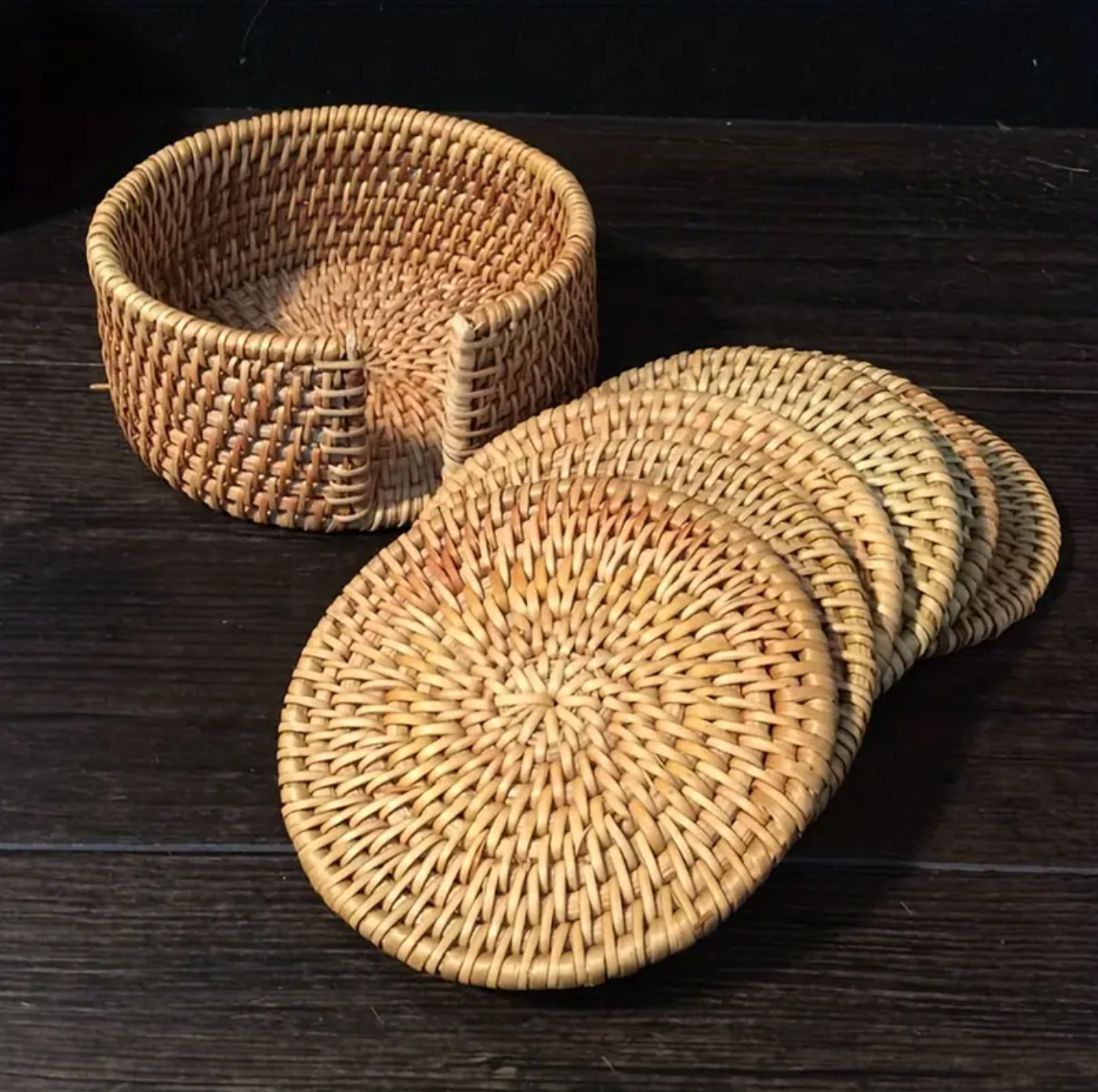 BambusUntersetzer - Rustikales Rattan Set für den Tisch