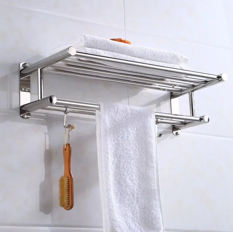 Towelnexa – Edelstahl-Handtuchhalter zur Wandmontage mit Ablage