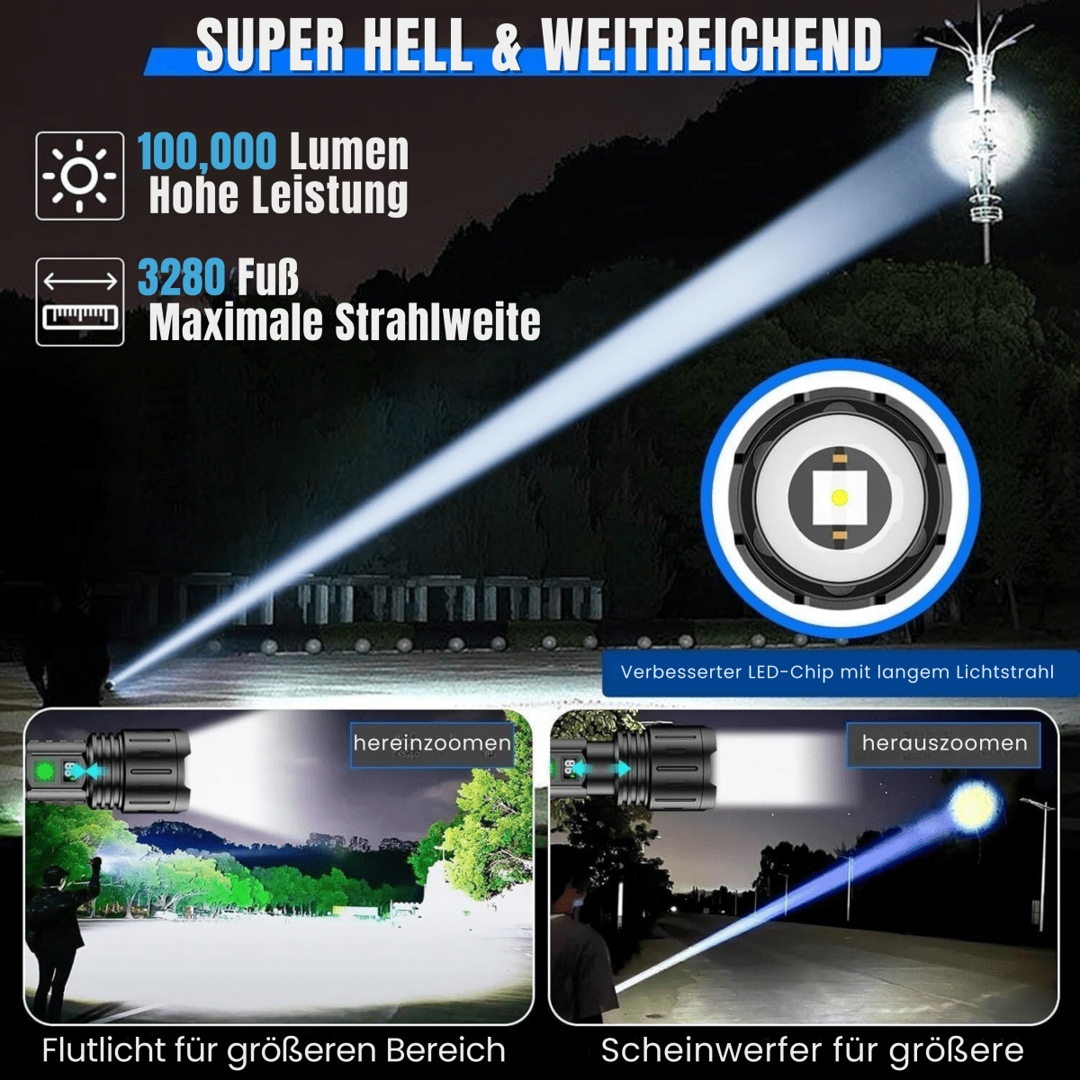 ULTRABEAM - LED-Taschenlampe für Alltag und Outdoor