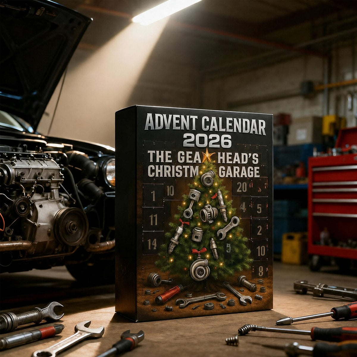 Motovexa – Adventskalender mit 24 Automobil-Miniaturen und Werkstattmotiven
