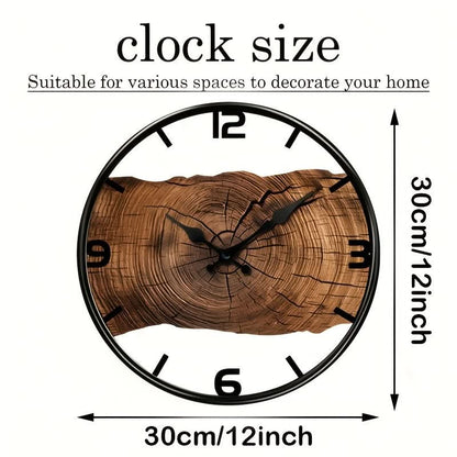 ZeitWald – Leise Wanduhr mit Holzmaserungsähnlicher Optik