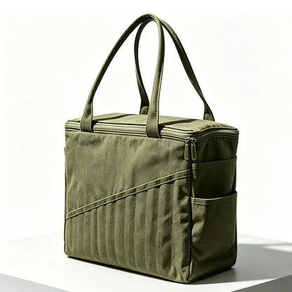 Yarnkeeper – Stricktasche mit Metall-Fadenführungsringen und mehreren Staufächern