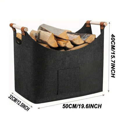 Woodora – Faltbarer Holzkorb mit integrierten Holzgriffen und Lederdetails