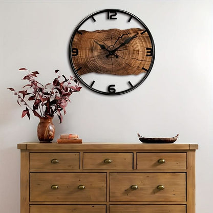 ZeitWald – Leise Wanduhr mit Holzmaserungsähnlicher Optik