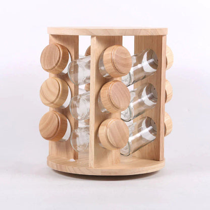 12 Teiliges Gewurzregal - Natürliches Holzdesign