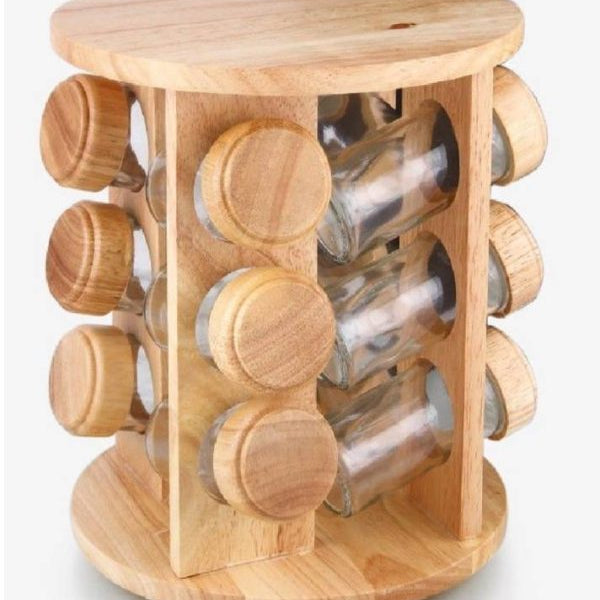 12 Teiliges Gewurzregal - Natürliches Holzdesign