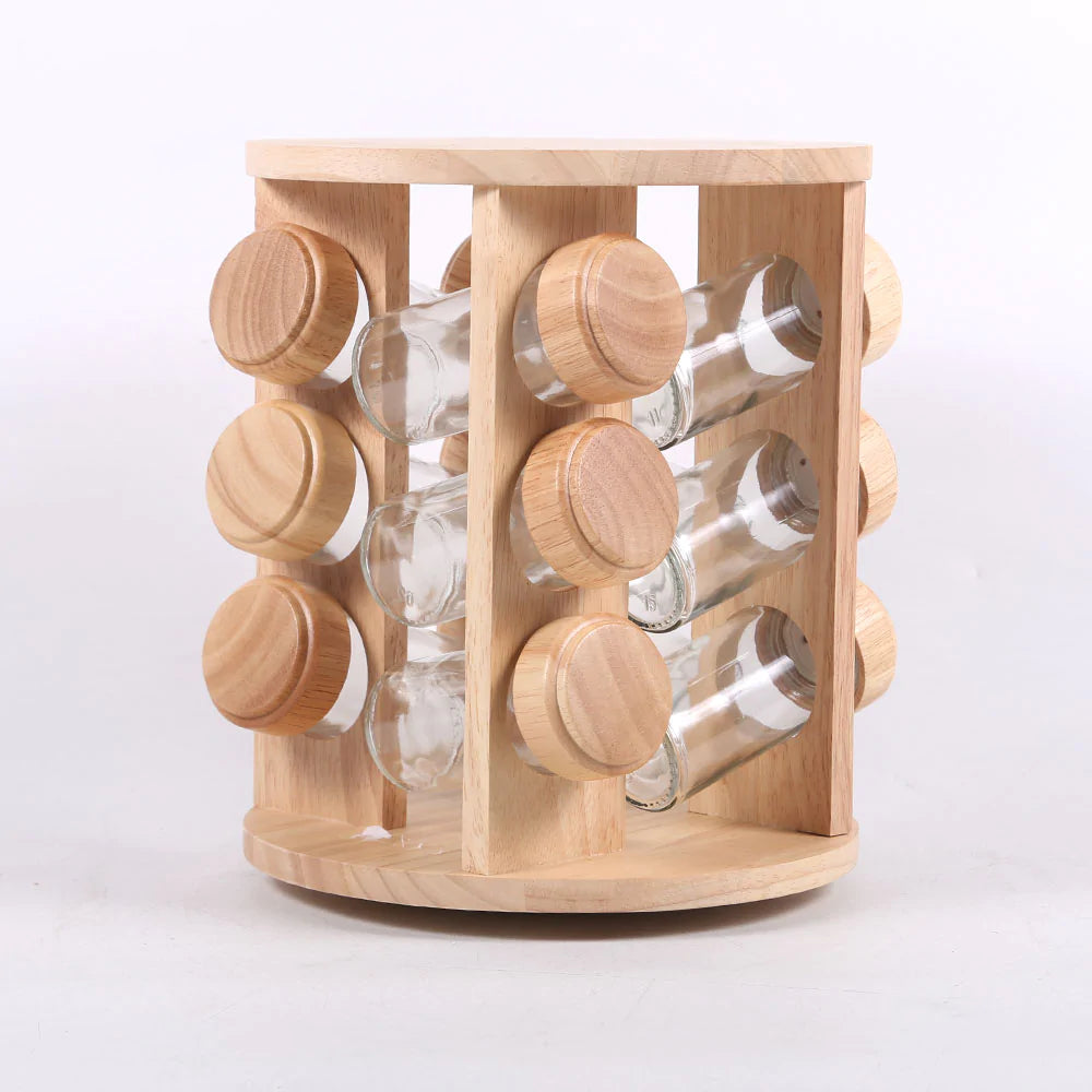 12 Teiliges Gewurzregal - Natürliches Holzdesign