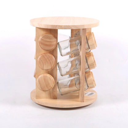 12 Teiliges Gewurzregal - Natürliches Holzdesign