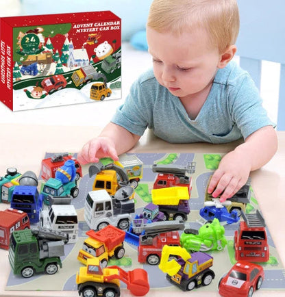 Roadnivo – Baufahrzeug-Adventskalender mit Miniaturfahrzeugen und Verkehrsschildern