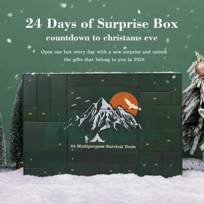 Campnora – Grüner Survival-Adventskalender mit 24 Einzelfächern