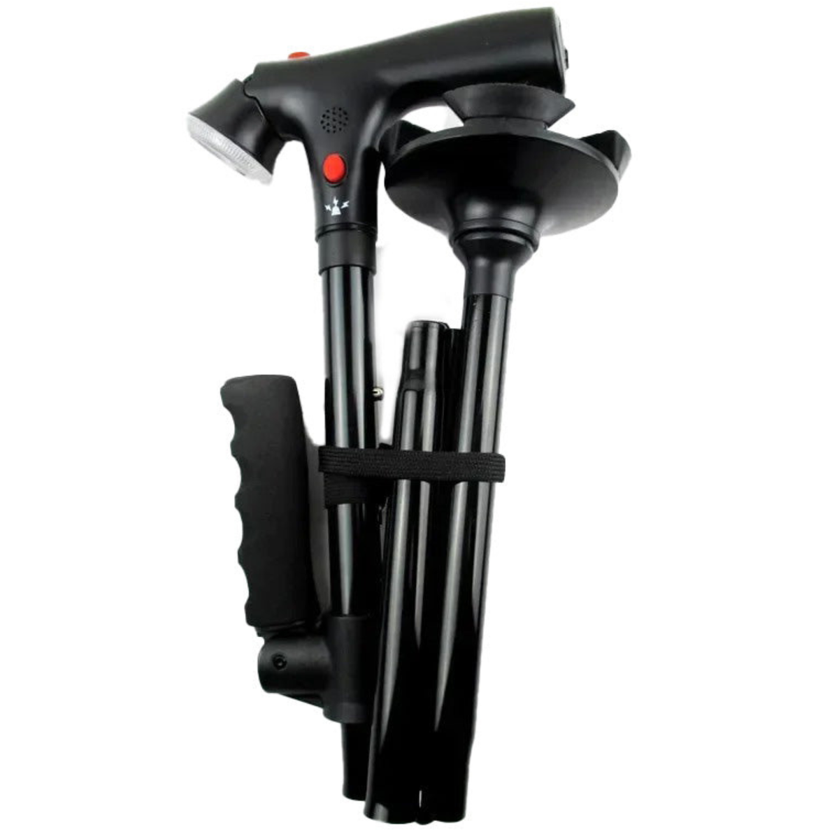 Gripway – Verstellbarer Faltstock mit Doppelgriff und integrierter LED-Beleuchtung