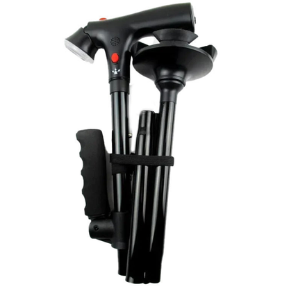 Gripway – Verstellbarer Faltstock mit Doppelgriff und integrierter LED-Beleuchtung