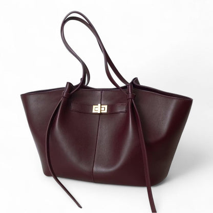 LYRA – Große Handtasche aus schwarzem PU-Leder