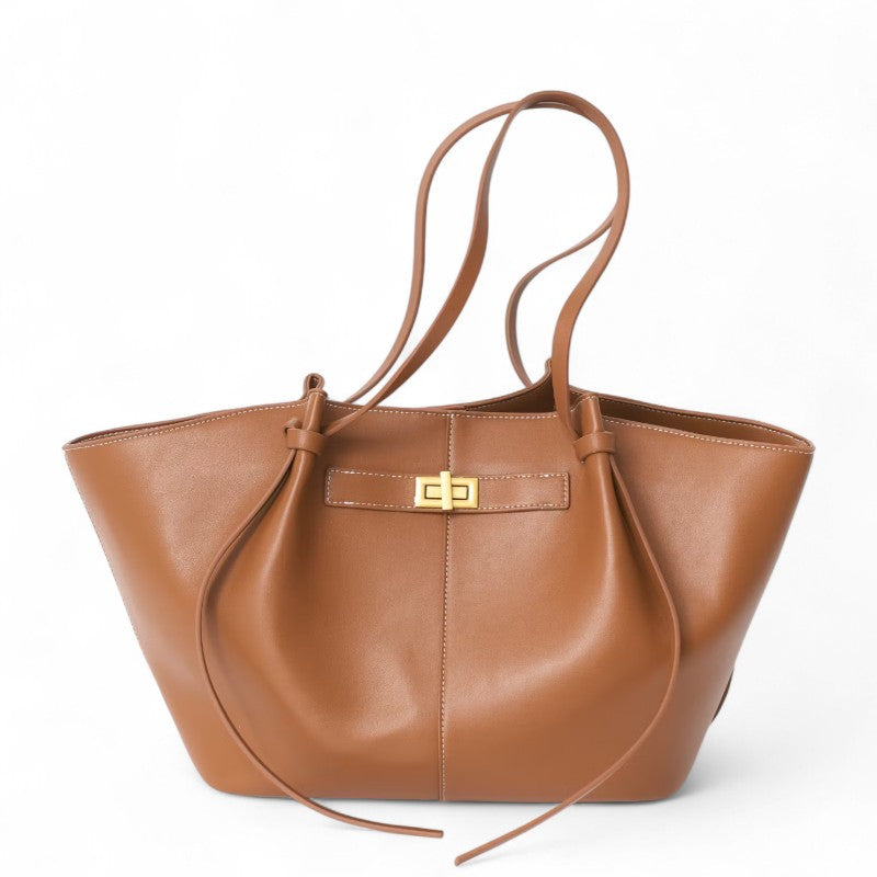 LYRA – Große Handtasche aus schwarzem PU-Leder