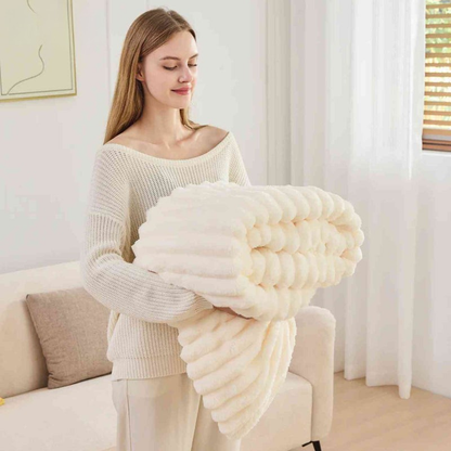 Cozyviro – Weiche Kuscheldecke mit gerippter Oberfläche und beidseitiger Ausführung