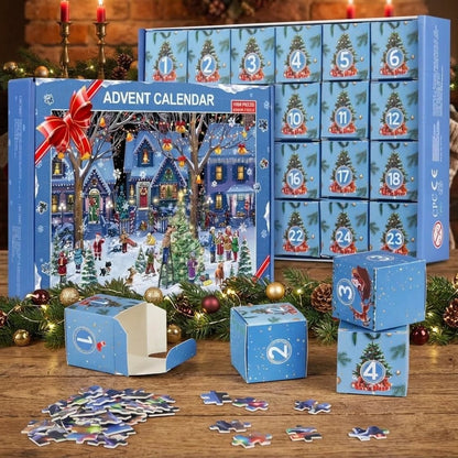 Villagevoro – Adventskalender mit 24 Puzzleteilen für ein Weihnachtsdorf