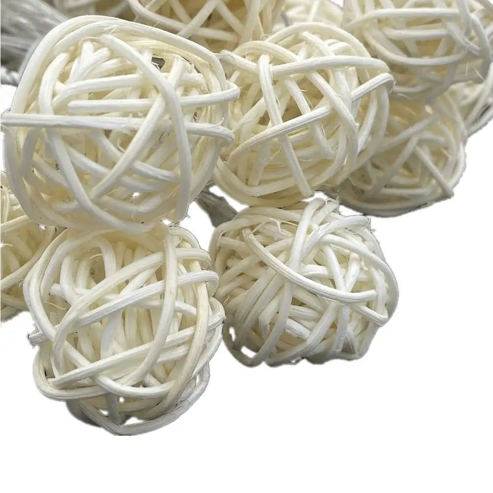 Rattan Ball Lichterkette - Natürliches Rattan-Design