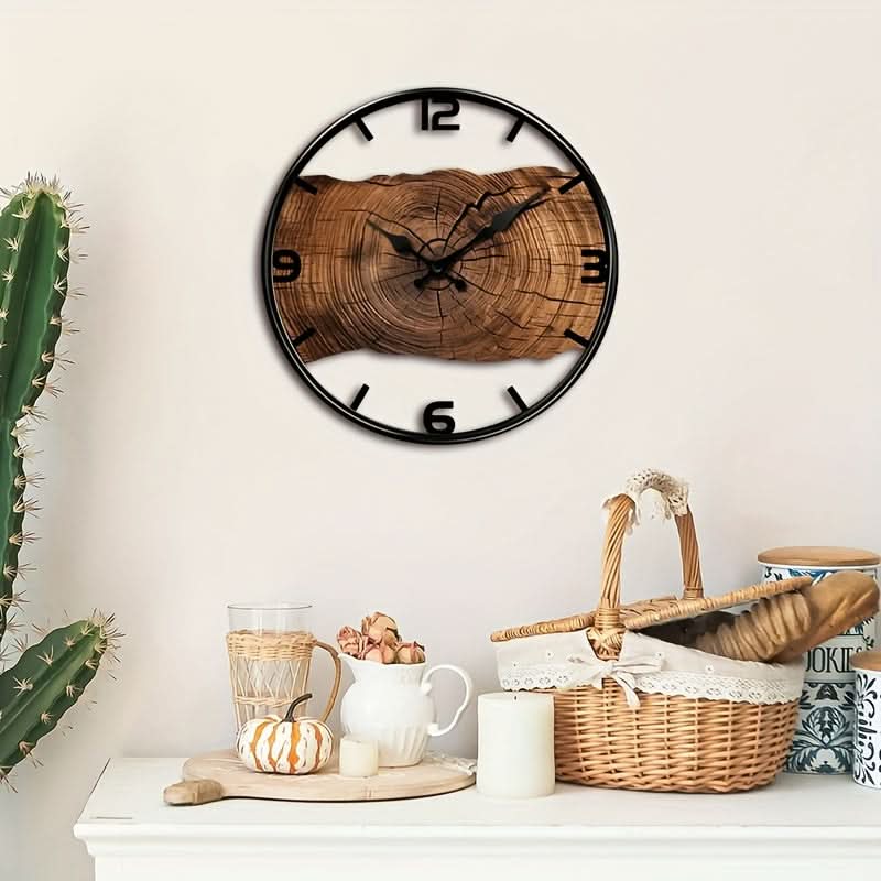 ZeitWald – Leise Wanduhr mit Holzmaserungsähnlicher Optik
