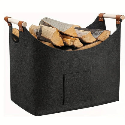 Woodora – Faltbarer Holzkorb mit integrierten Holzgriffen und Lederdetails