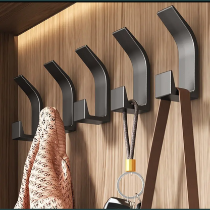 5 Stanzfreie Wandhaken Transparent - Natürliches Holzdesign