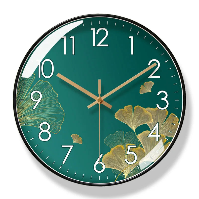 Floranexa – Geräuscharme Wanduhr mit floralem Zifferblatt und Glasabdeckung