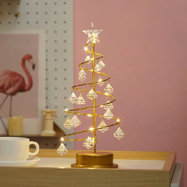 Pineglow – Kristall LED Weihnachtsbaum Tischleuchte mit Licht