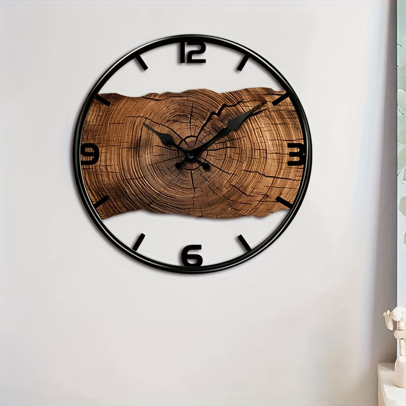 ZeitWald – Leise Wanduhr mit Holzmaserungsähnlicher Optik