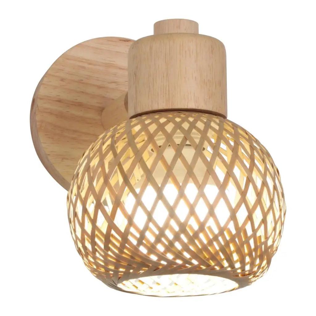 BambuZen Retro japanische Bambus-Wandleuchte – Stimmungsvolle Beleuchtung aus natürlichem Rattan