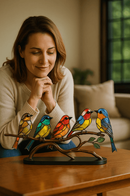 ACRÝAVIA – Handgefertigte bunte Vogelstatue aus Acryl für Wohnkultur