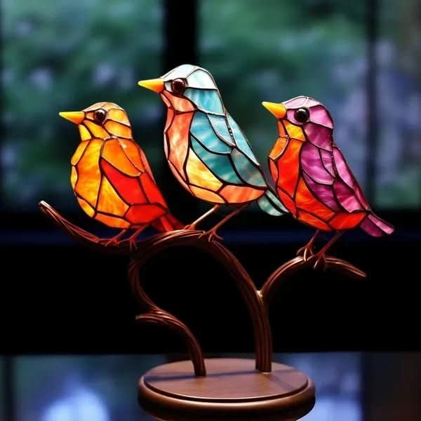 ACRÝAVIA – Handgefertigte bunte Vogelstatue aus Acryl für Wohnkultur