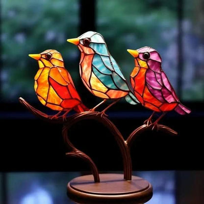 ACRÝAVIA – Handgefertigte bunte Vogelstatue aus Acryl für Wohnkultur