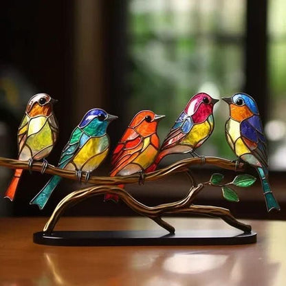 ACRÝAVIA – Handgefertigte bunte Vogelstatue aus Acryl für Wohnkultur