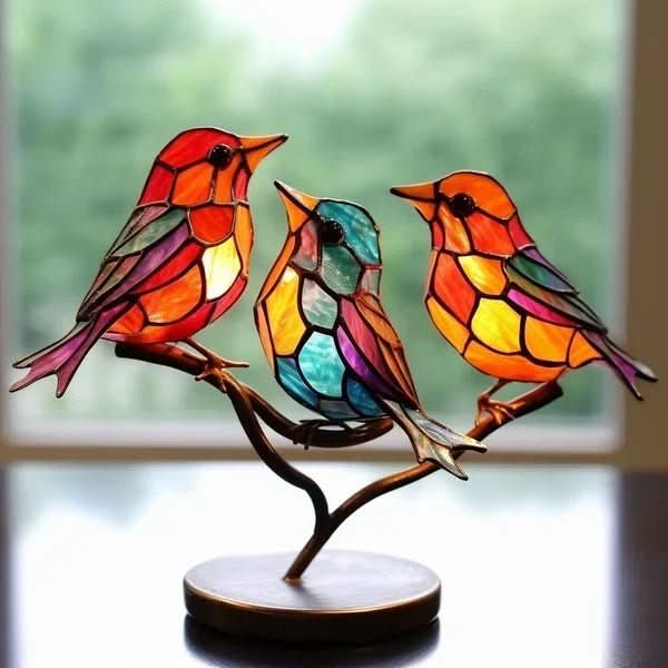 ACRÝAVIA – Handgefertigte bunte Vogelstatue aus Acryl für Wohnkultur