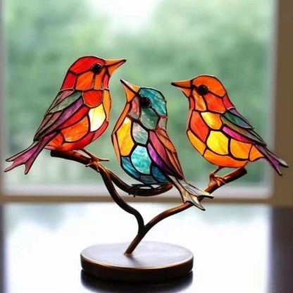 ACRÝAVIA – Handgefertigte bunte Vogelstatue aus Acryl für Wohnkultur