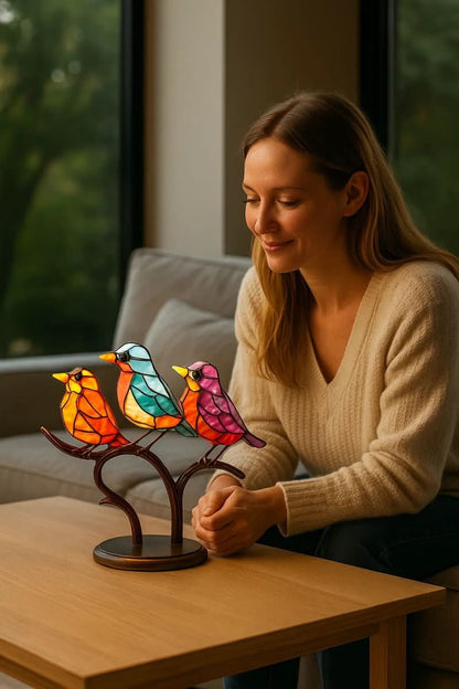 ACRÝAVIA – Handgefertigte bunte Vogelstatue aus Acryl für Wohnkultur