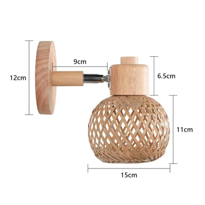 BambuZen Retro japanische Bambus-Wandleuchte – Stimmungsvolle Beleuchtung aus natürlichem Rattan