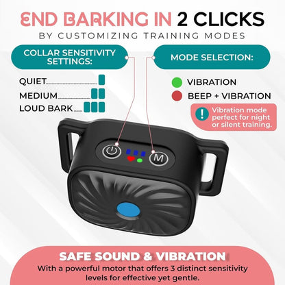 BARKCALM MINI – Sanftes Antibellhalsband mit Ton & Vibration für kleine Hunde