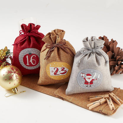 Giftvexa – 24 nummerierte Geschenksäckchen mit Aufhängeschnur zum Befüllen