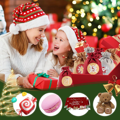 Giftvexa – 24 nummerierte Geschenksäckchen mit Aufhängeschnur zum Befüllen