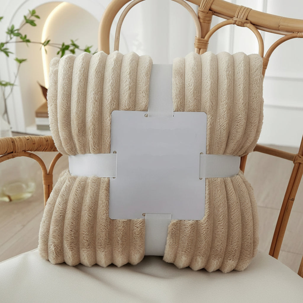 STRIPEWARM – Breite Flanell-Fleece-Decke mit Streifenmuster