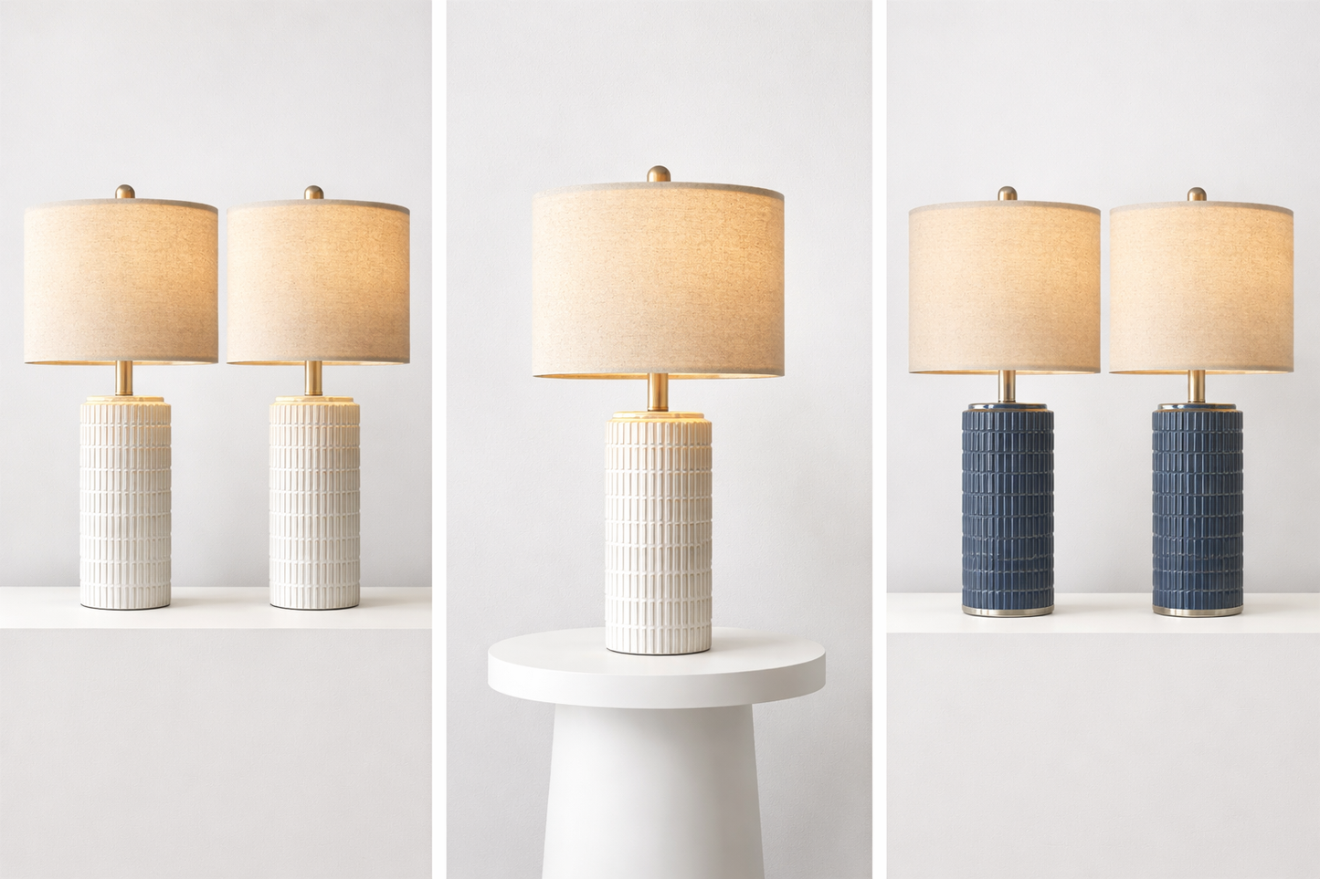 Keramiktischlampe im Retro Stil – Stoffschirm & warmes Licht für stilvolles Wohnen