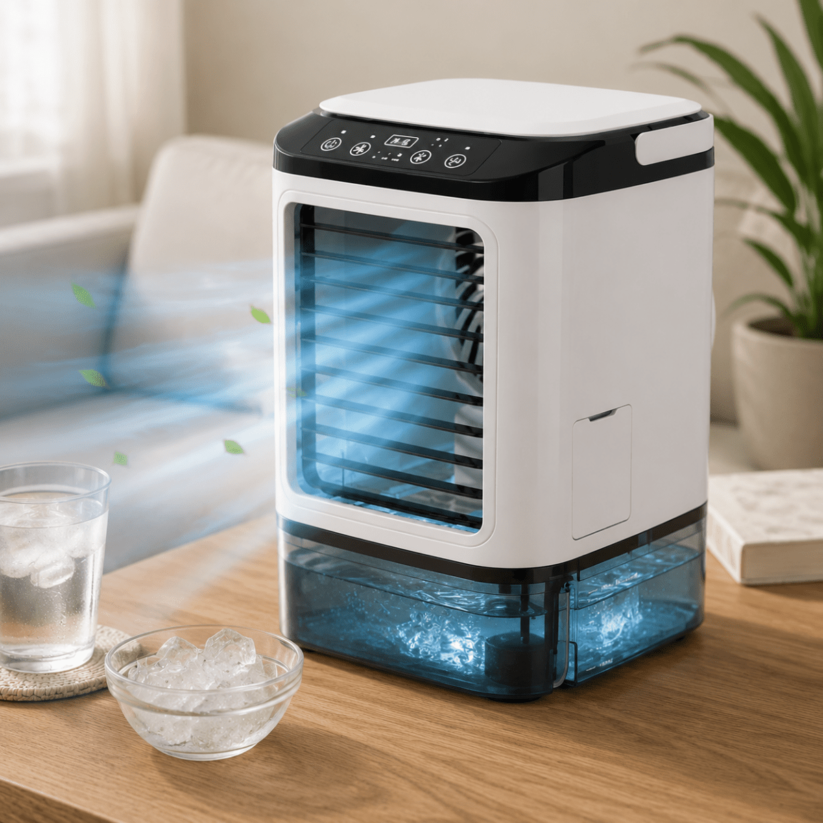 FROSTAIR – Tragbarer Ventilator mit Luftbefeuchtung und LED-Nachtlicht