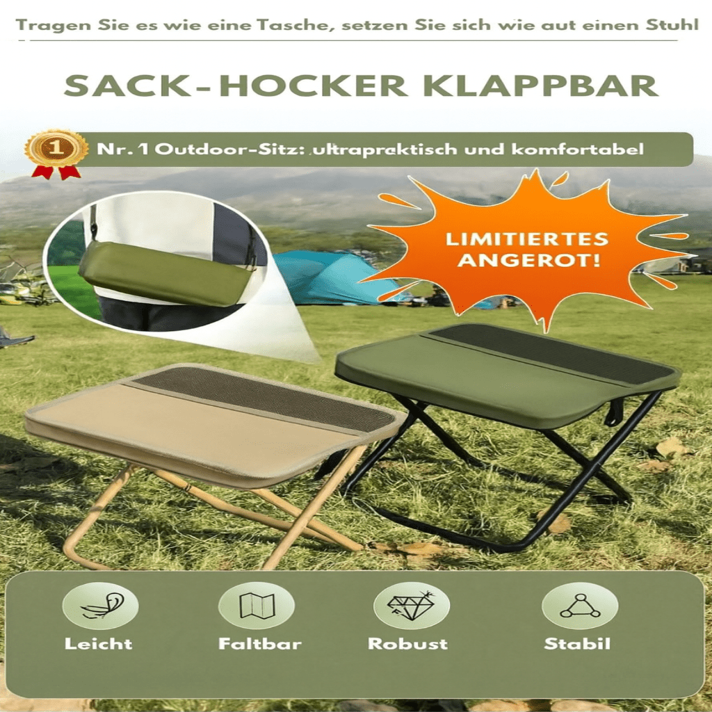 2-IN-1 STUHLTASCHE – Wasserdichter Faltstuhl & Rucksack für Outdoor-Abenteuer
