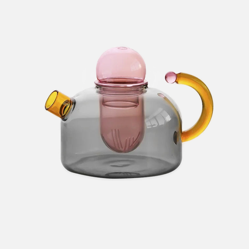 ColorBloom TeeSet - Glas Teekanne mit Tassen für Teeritual
