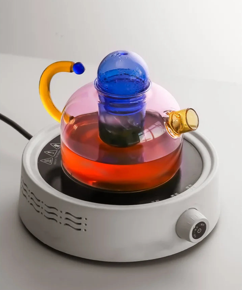 ColorBloom TeeSet - Glas Teekanne mit Tassen für Teeritual